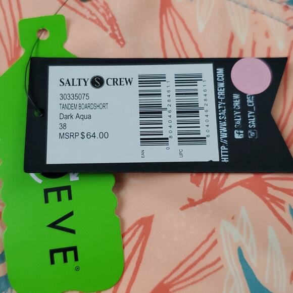 Salty Crew Men's Dark Aqua Tandem Board Shorts Size 38 - Picture 8 of 11